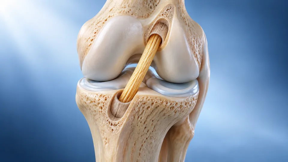 Illustration of an ACL reconstruction graft inside the knee